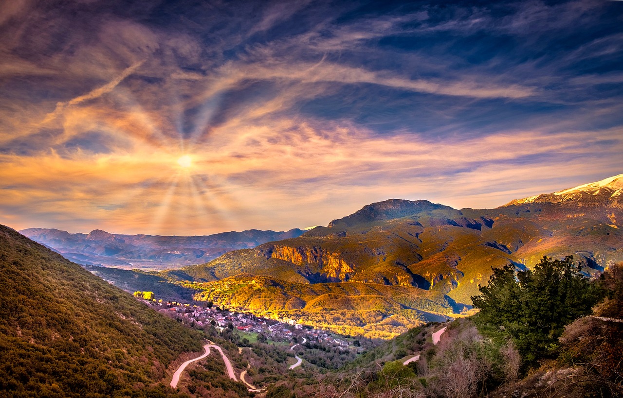 village  hills  greece free photo