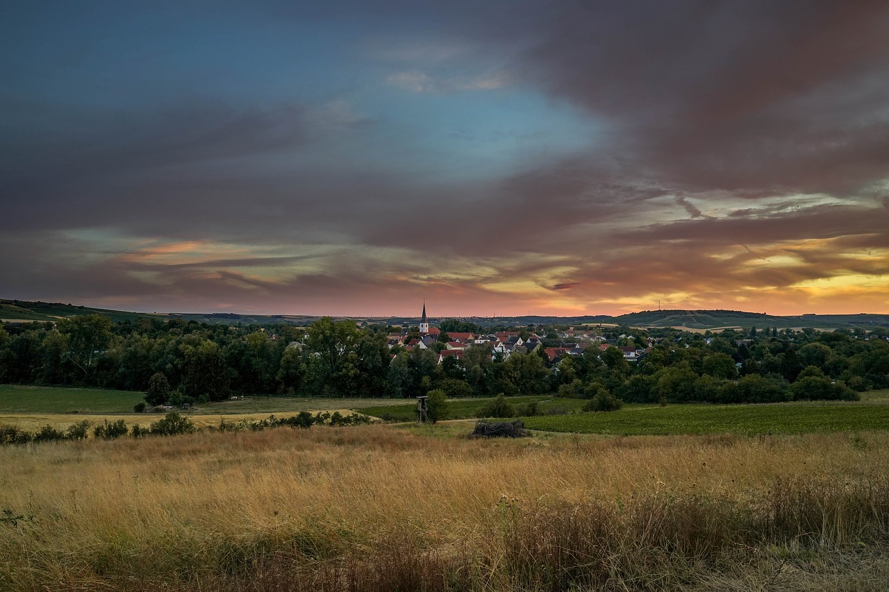 village  sunset  landscape free photo