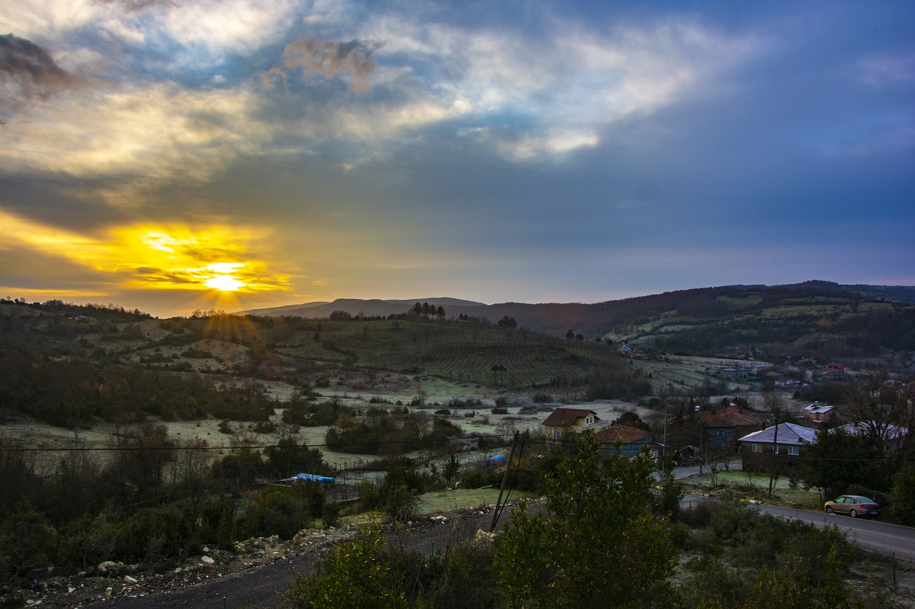 village  sunset  landscape free photo