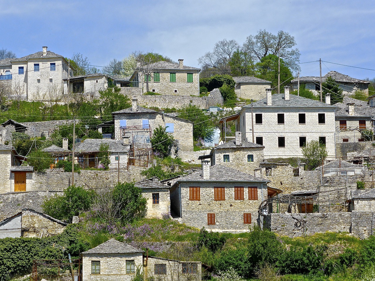 village stone houses mediterranean free photo