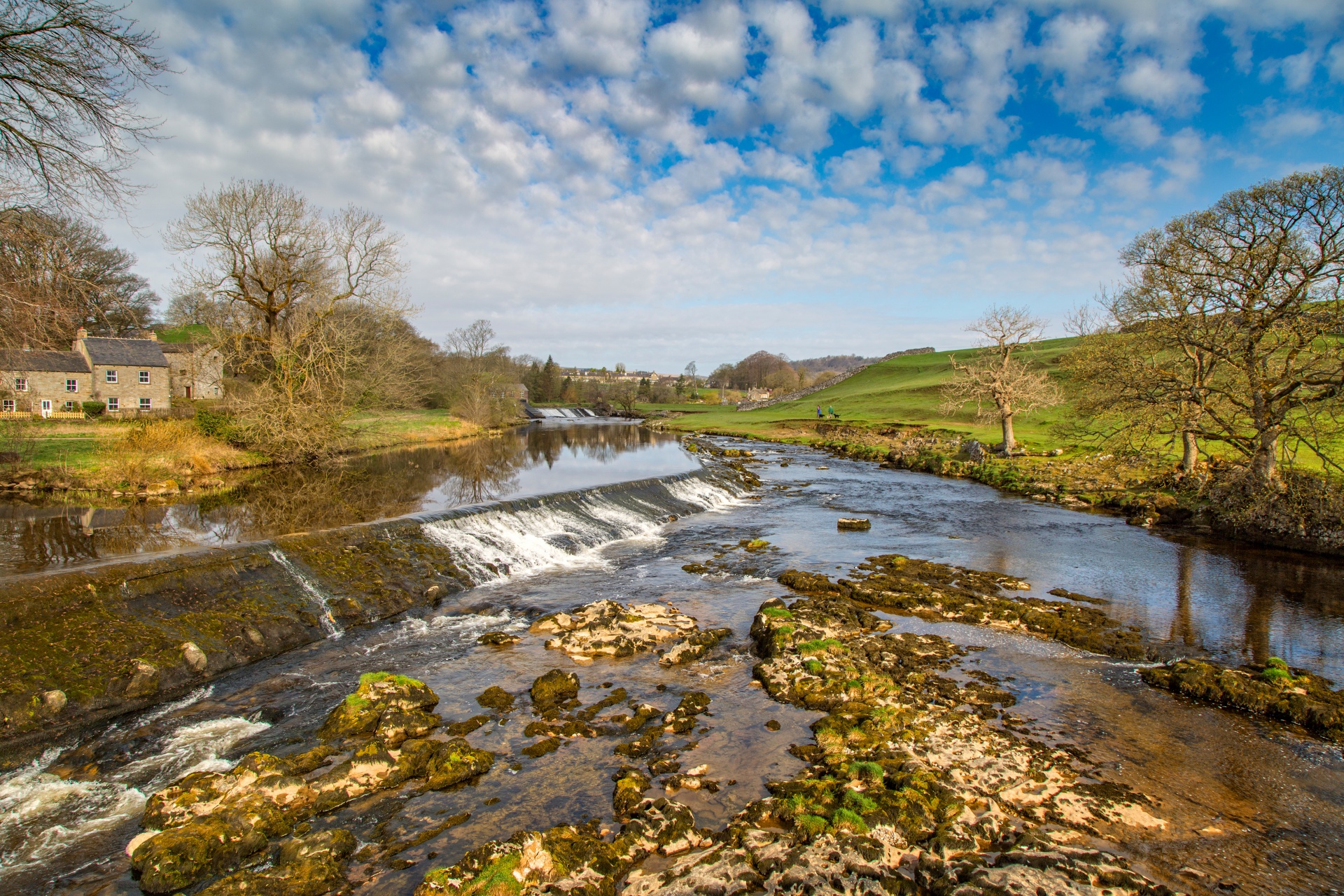 grassington yorkshire dales weir - water feature free photo