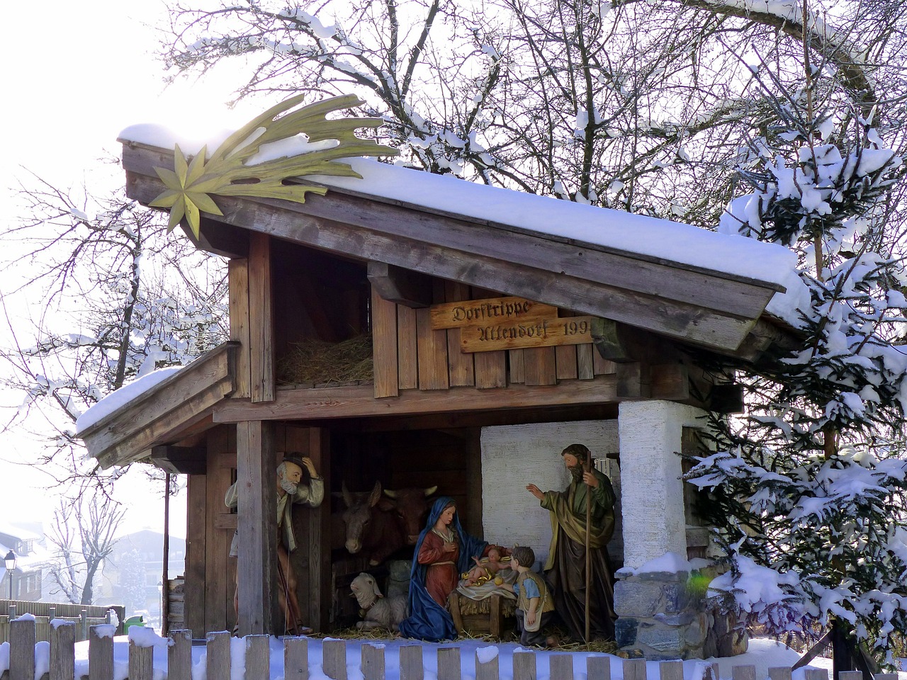 village nativity crib figures free photo