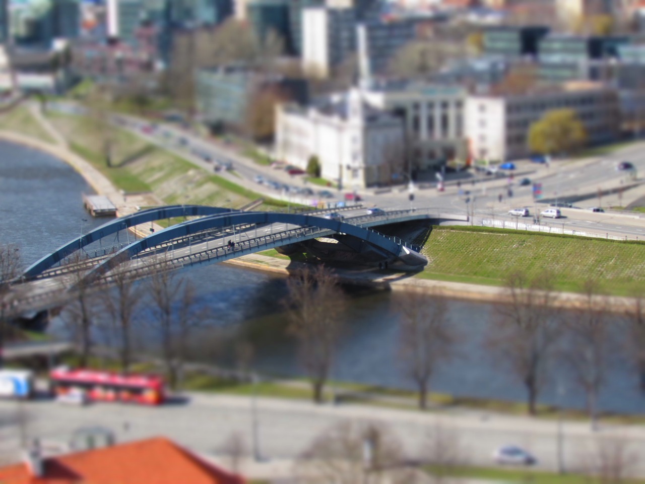 vilnius bridge tilt shift free photo