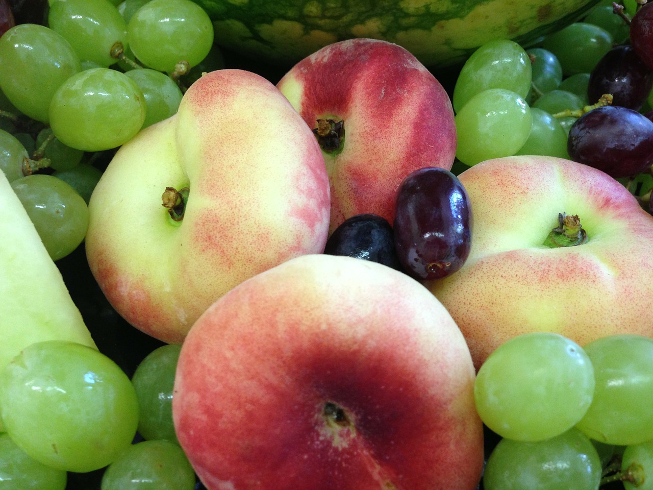 vineyard peach grapes fruit free photo