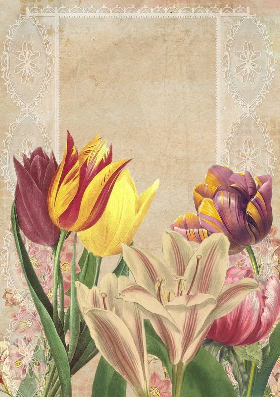 vintage flower art free photo