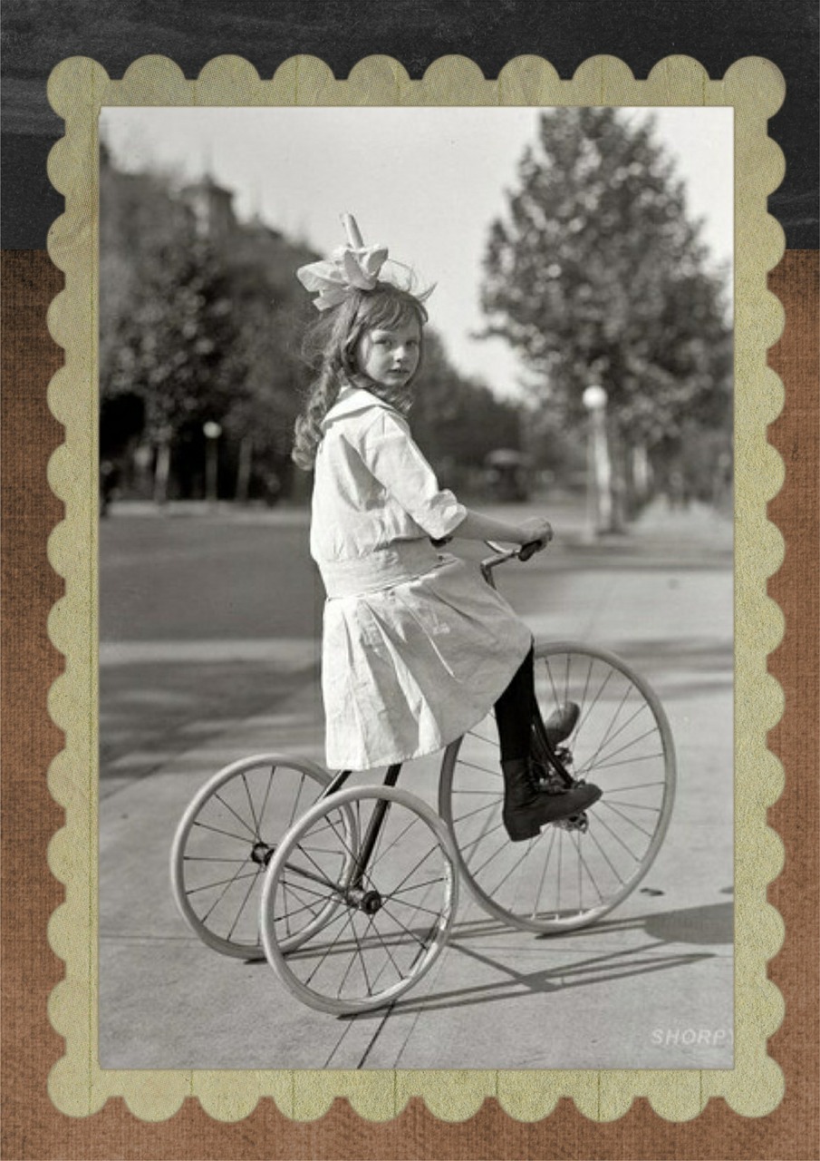 vintage girl tricycle free photo