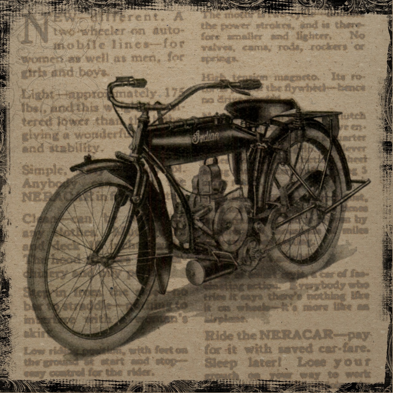 vintage collage motorcycle free photo