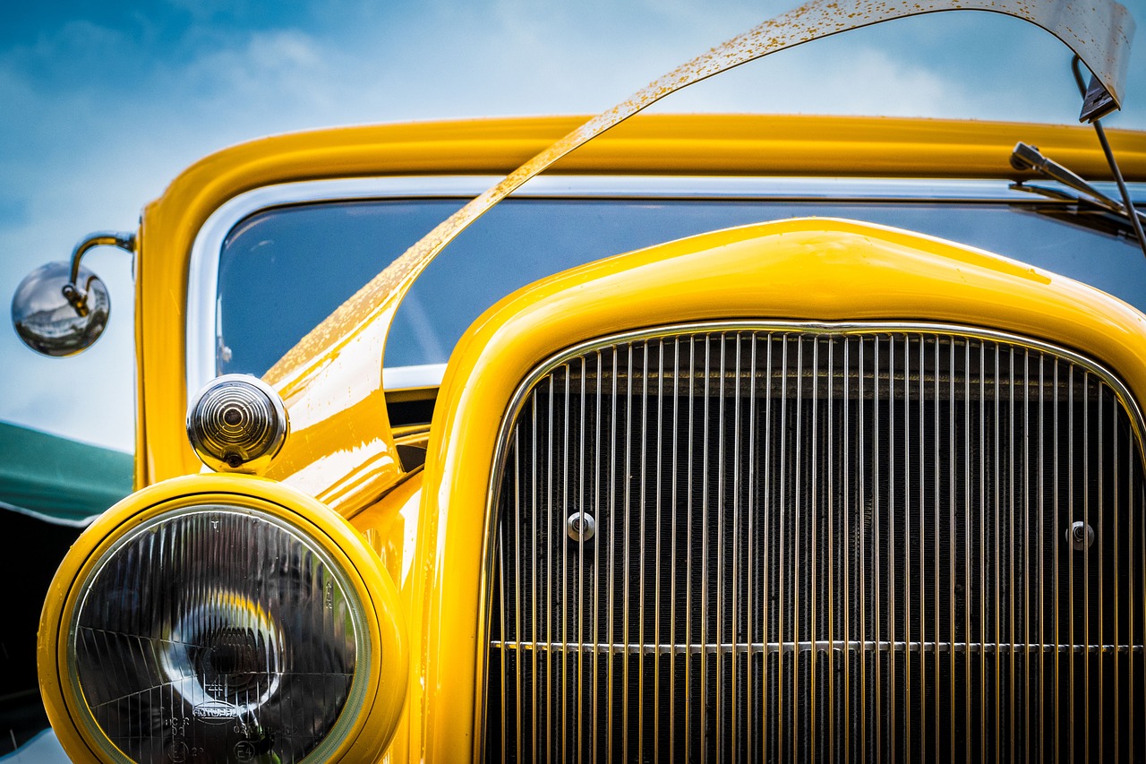 vintage yellow car free photo