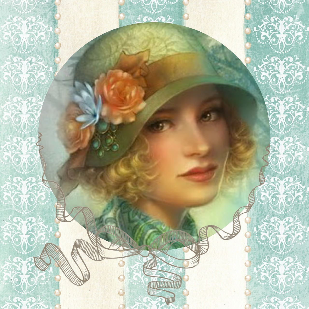 vintage lady collage free photo