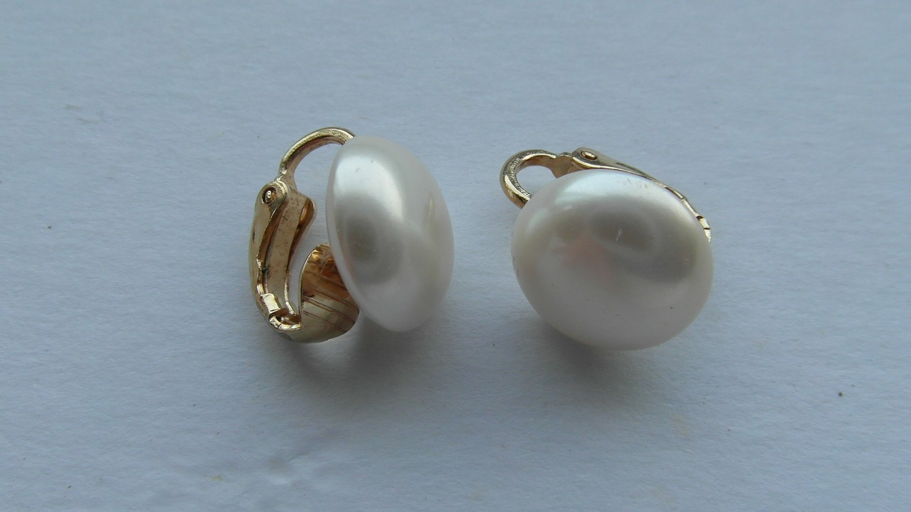 vintage pearl drop earrings free photo
