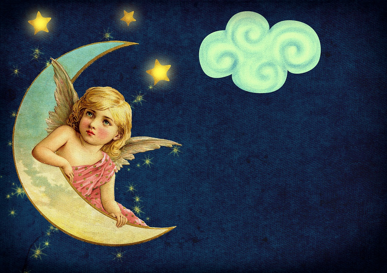 vintage  moon  angel free photo