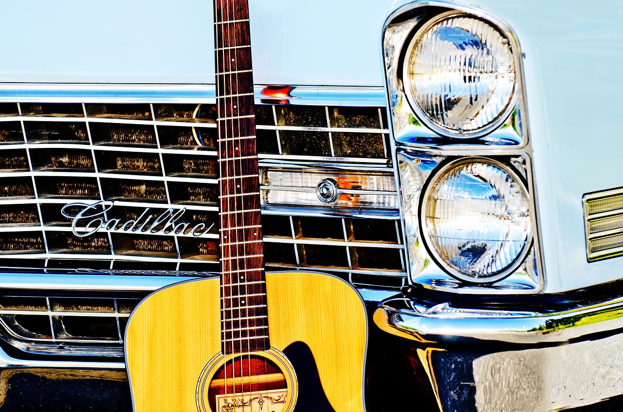 vintage car guitar headlights free photo