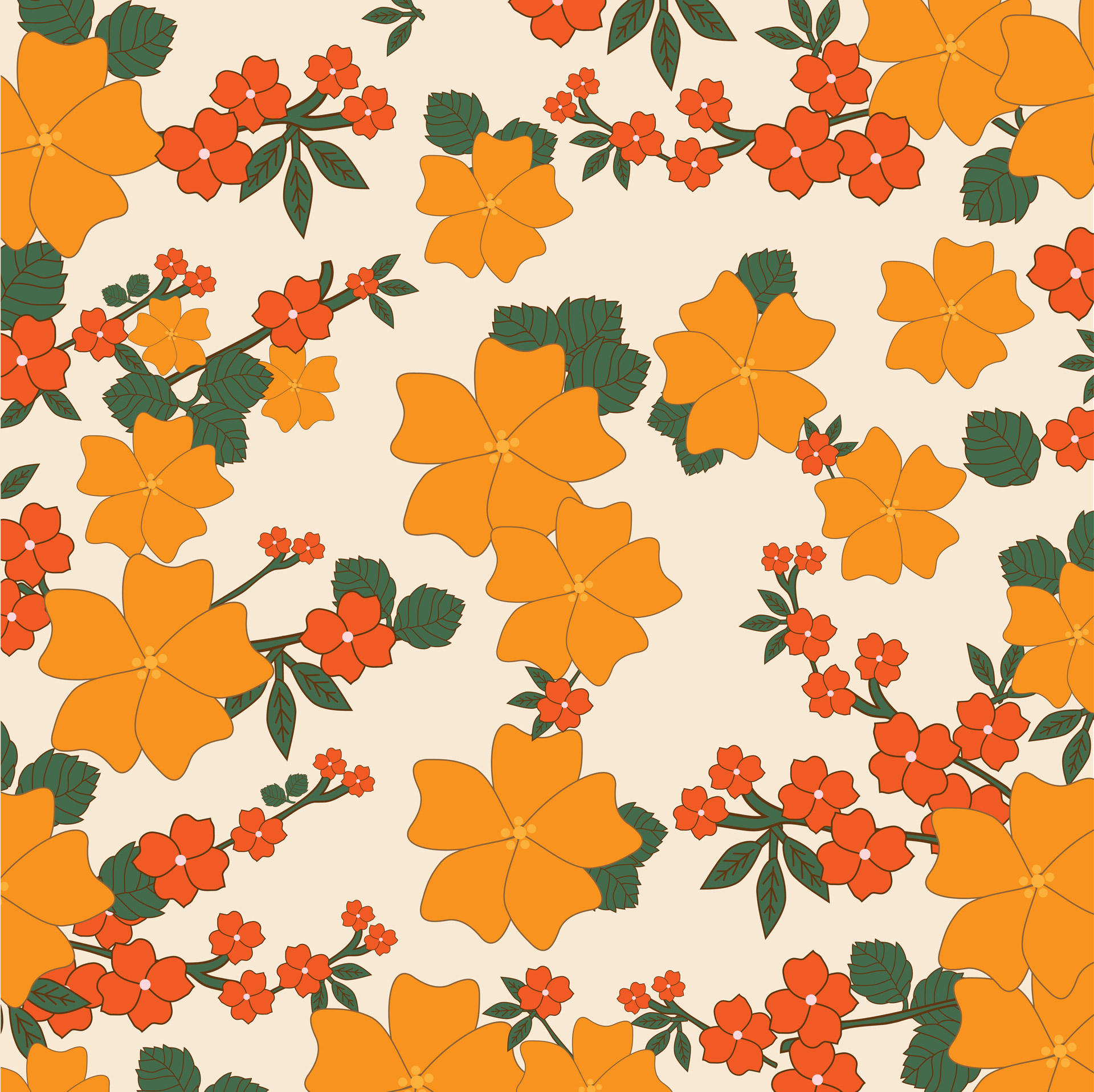 Floral background with orange flowers Royalty Free Vector