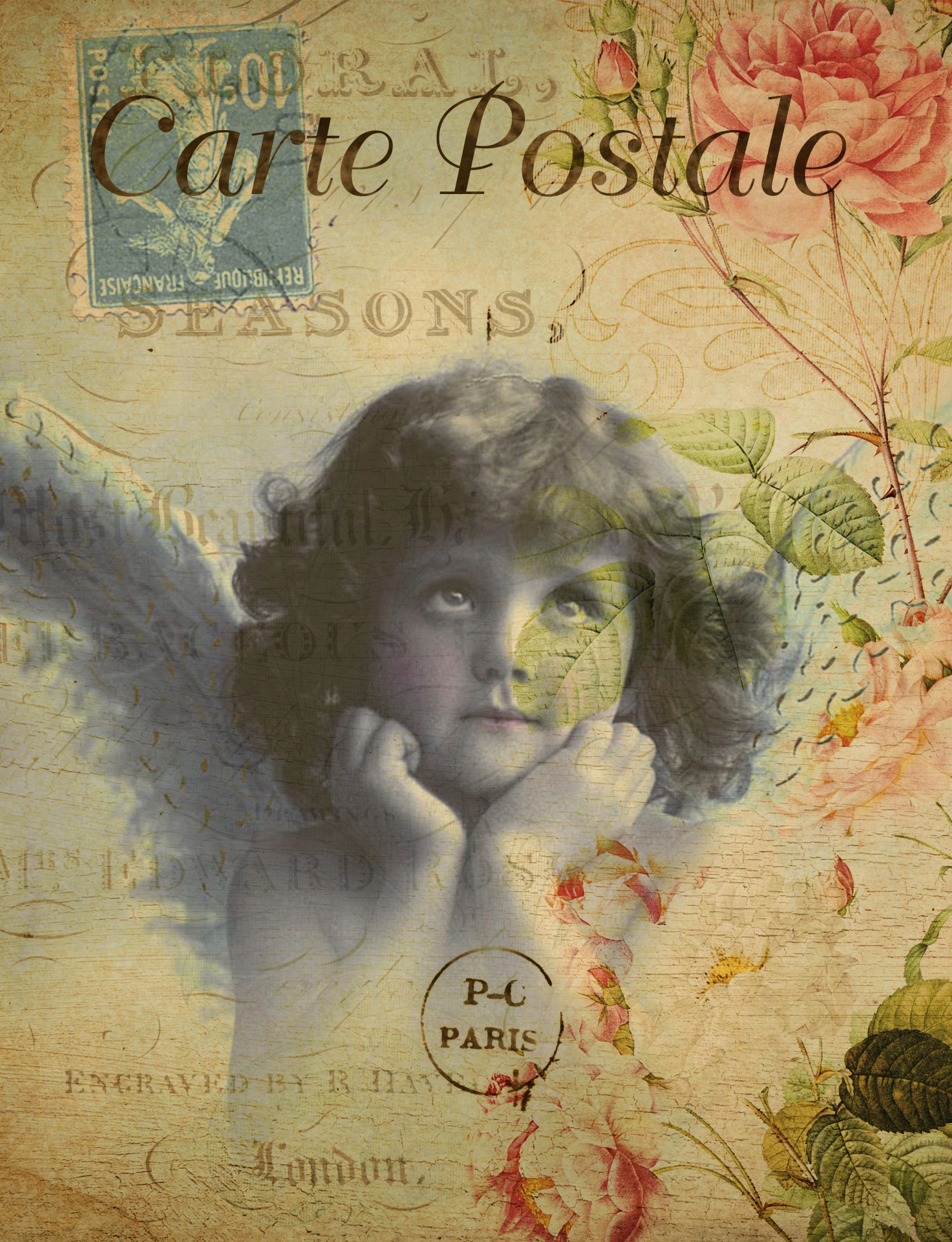 vintage postcard french free photo