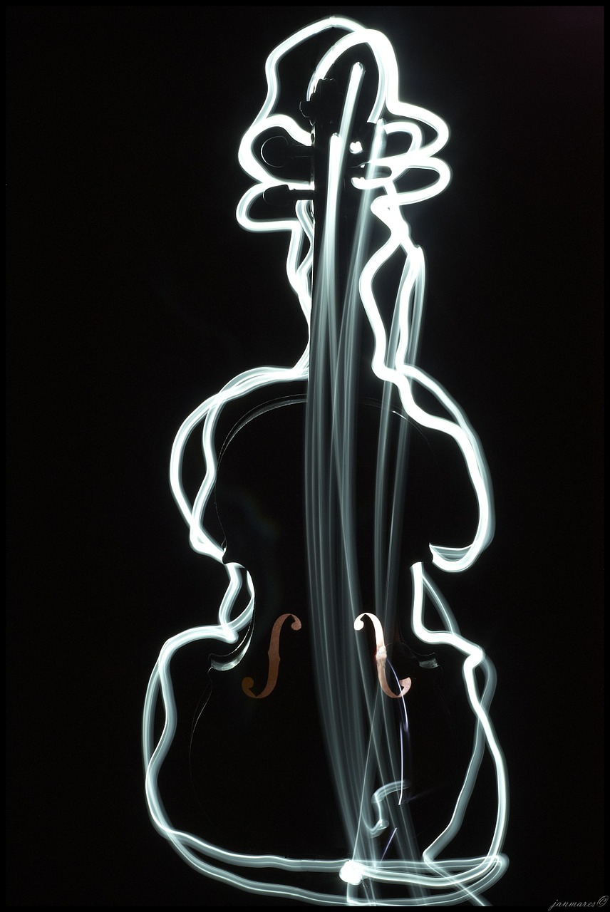 violin music painting with light free photo