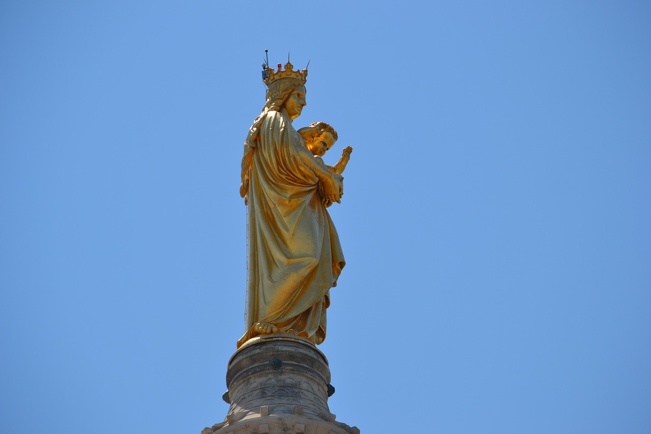 virgin statue marseille free photo