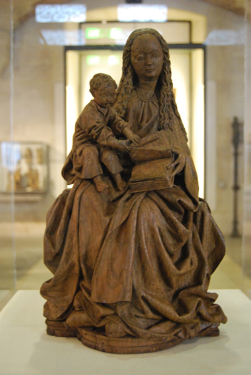 virgin and child  sculpture  louvre museum free photo