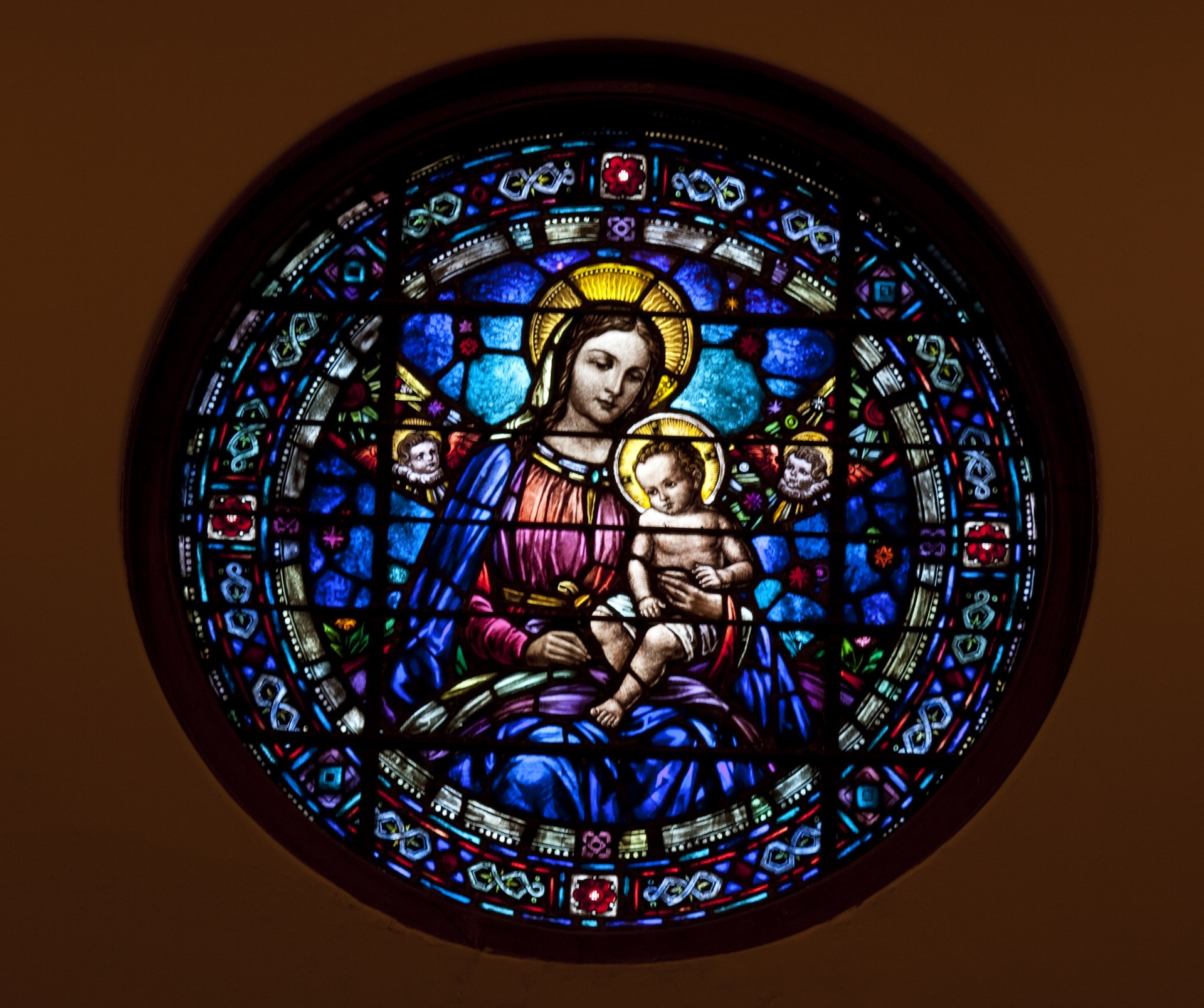 stained glass window virgin mary free photo