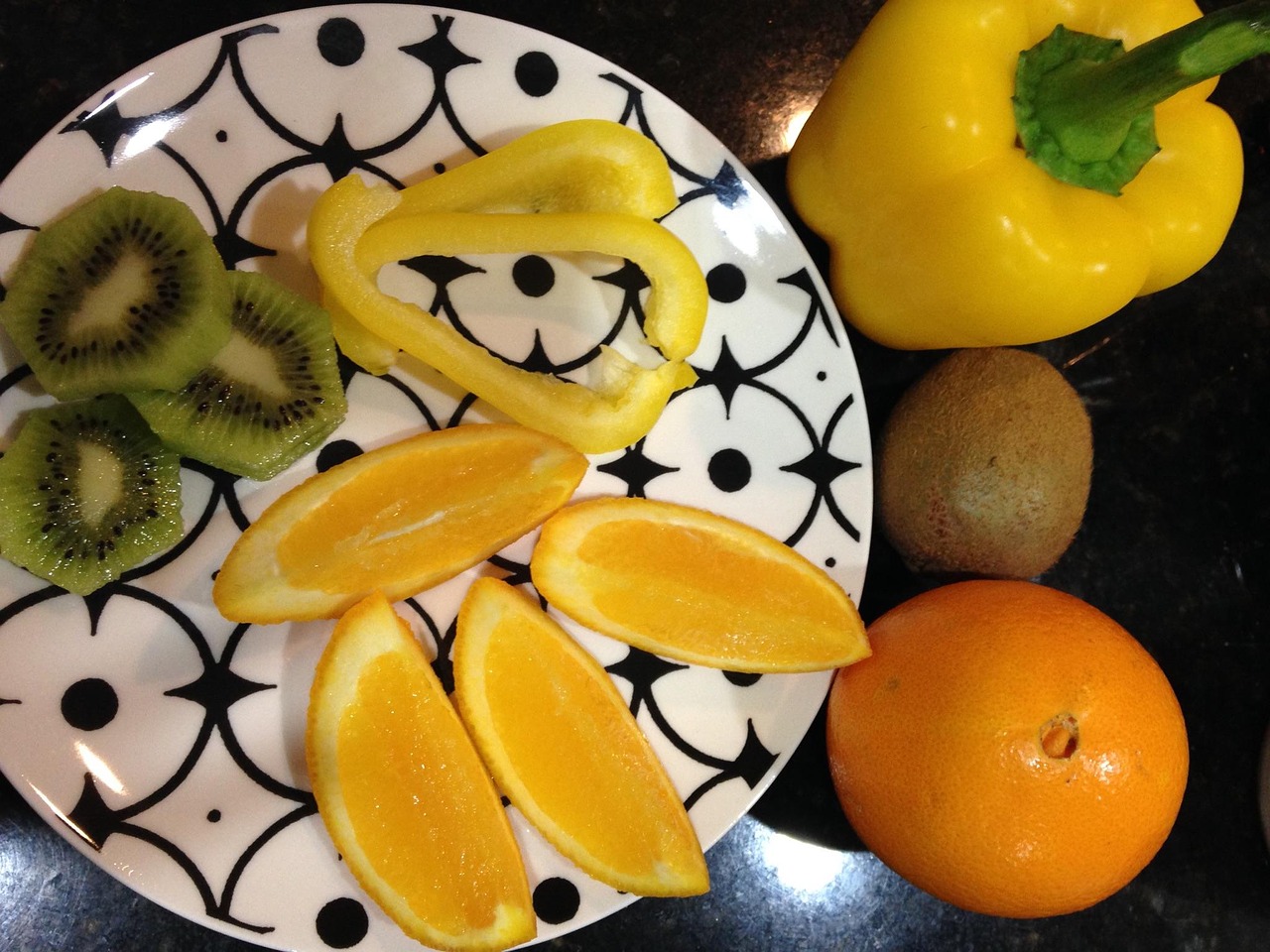 vitamin c fruits vegetables plate free photo