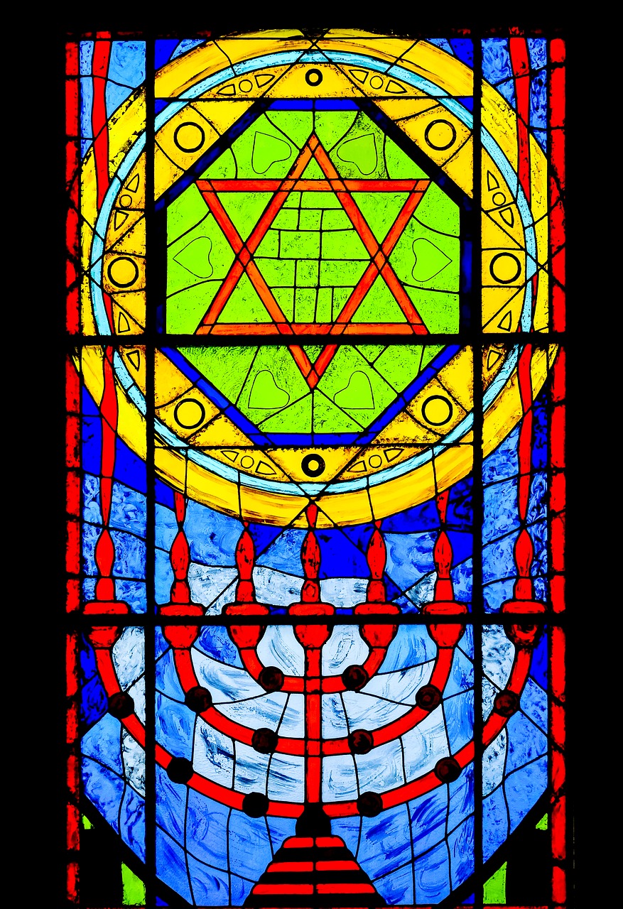 vitrage menorah stained glass free photo