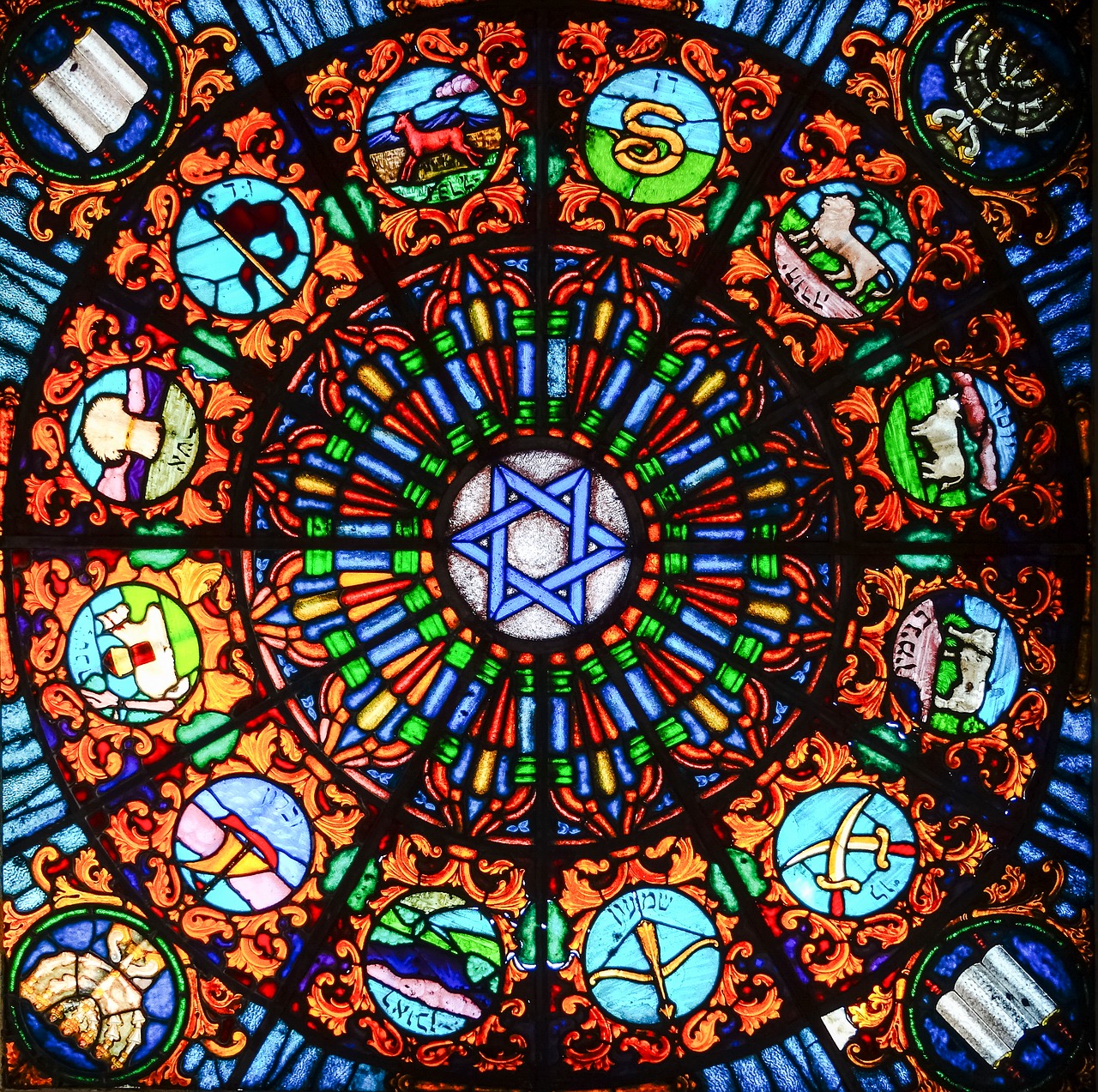 vitrage star of david stained glass free photo