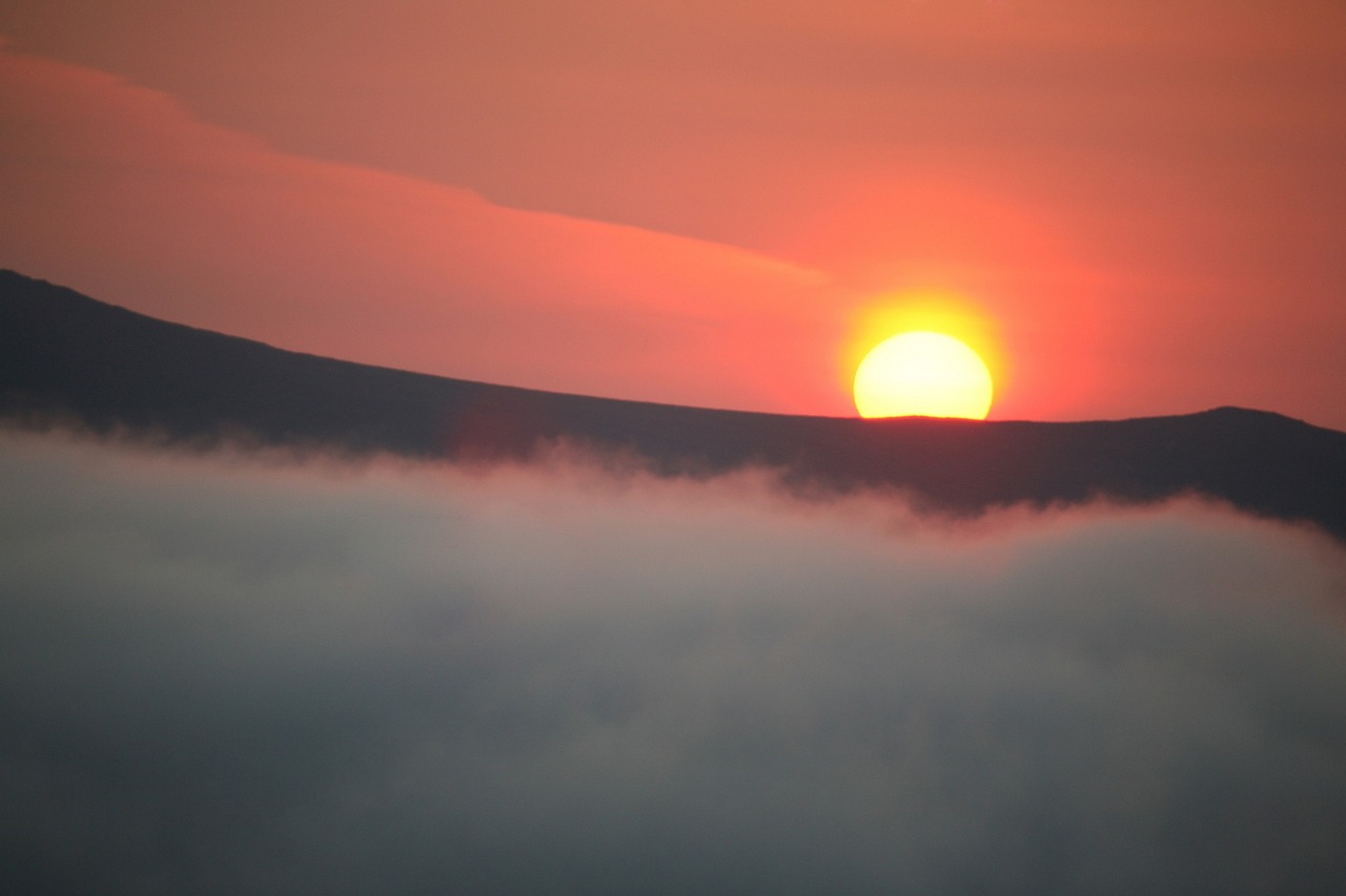 volcano sunset evening free photo