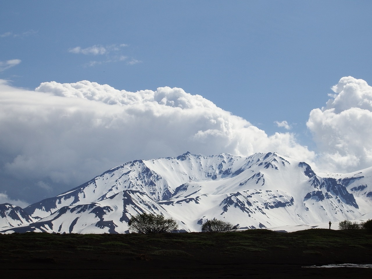 volcano mountains clouds free photo