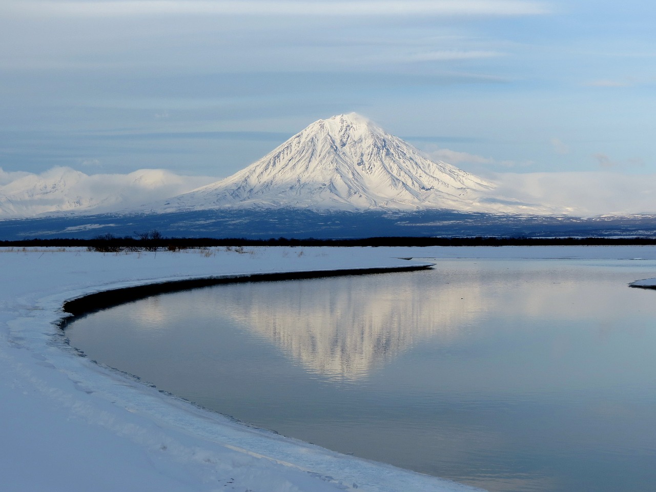 volcano lake river free photo