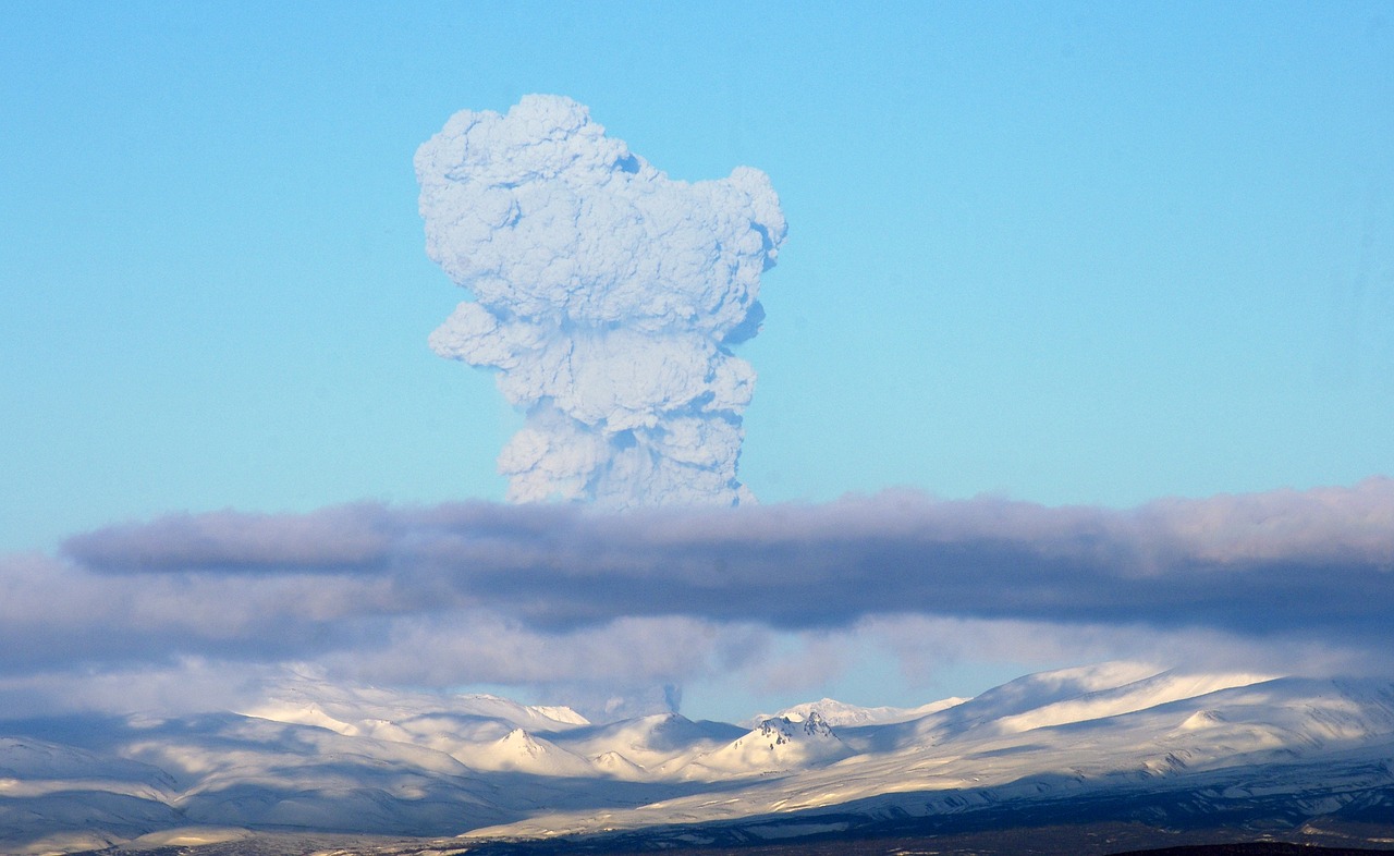 volcano the eruption a plume of ash free photo