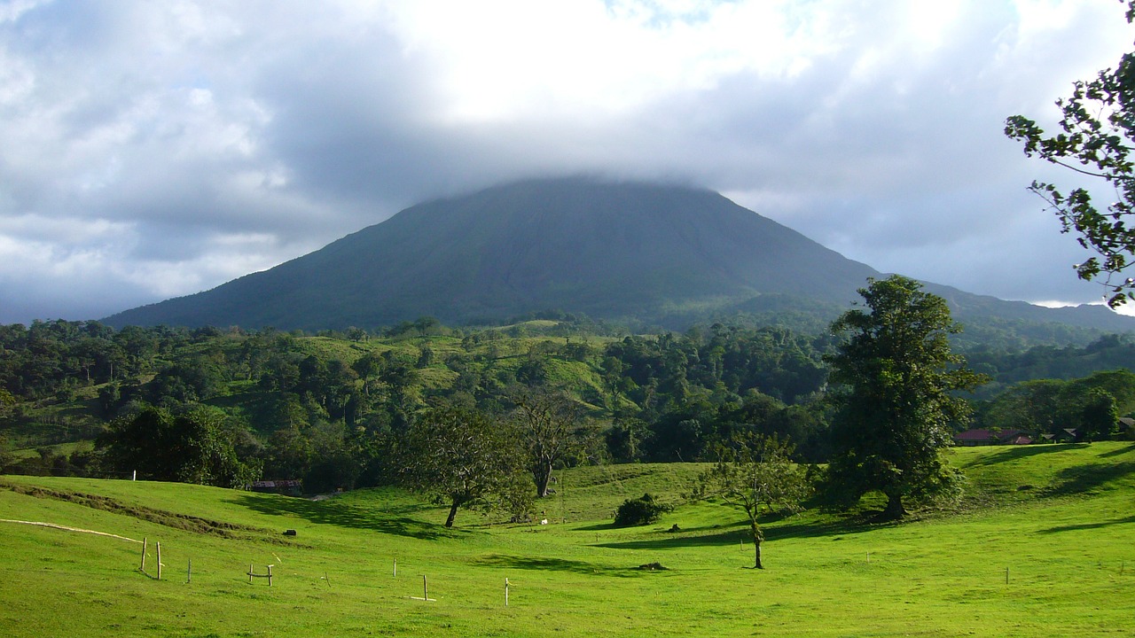 volcano jungle clouds free photo