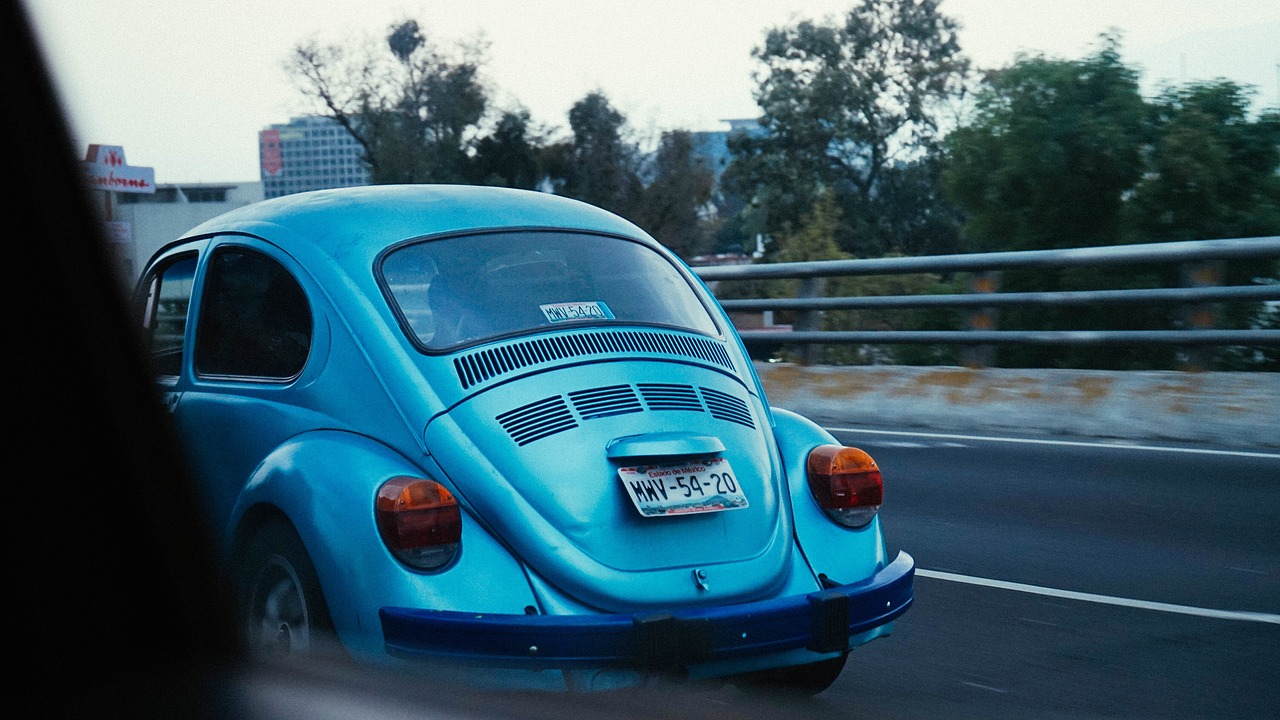 volks wagon blue road free photo