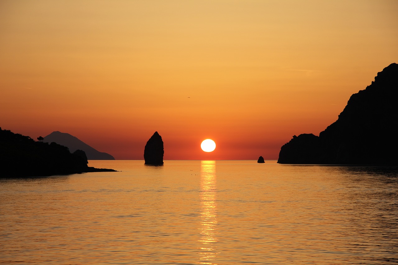 vulcano aeolian islands sunset free photo