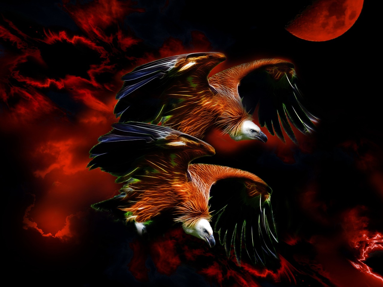 vulture  scenario  fractalius free photo