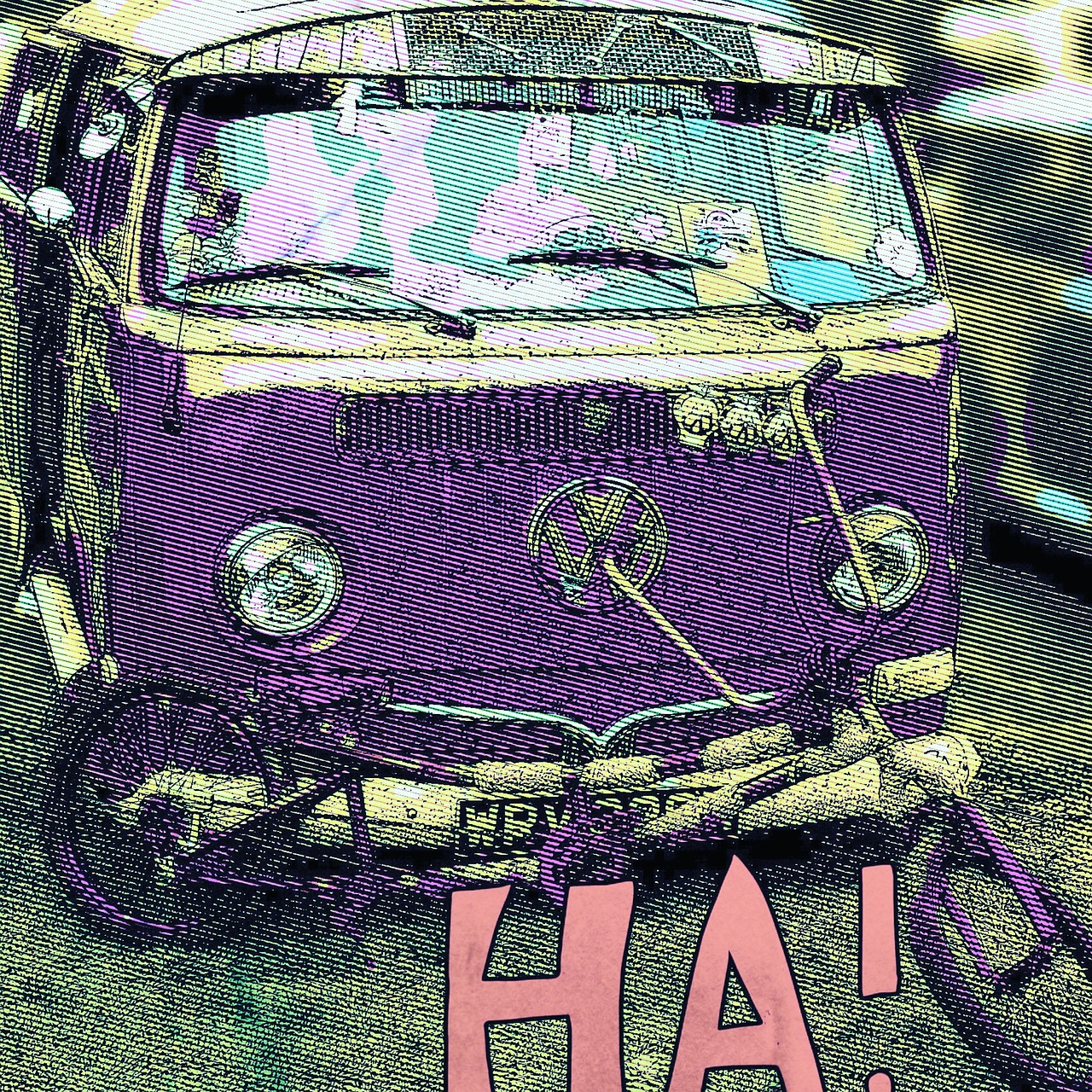 campervan vw pop art free photo