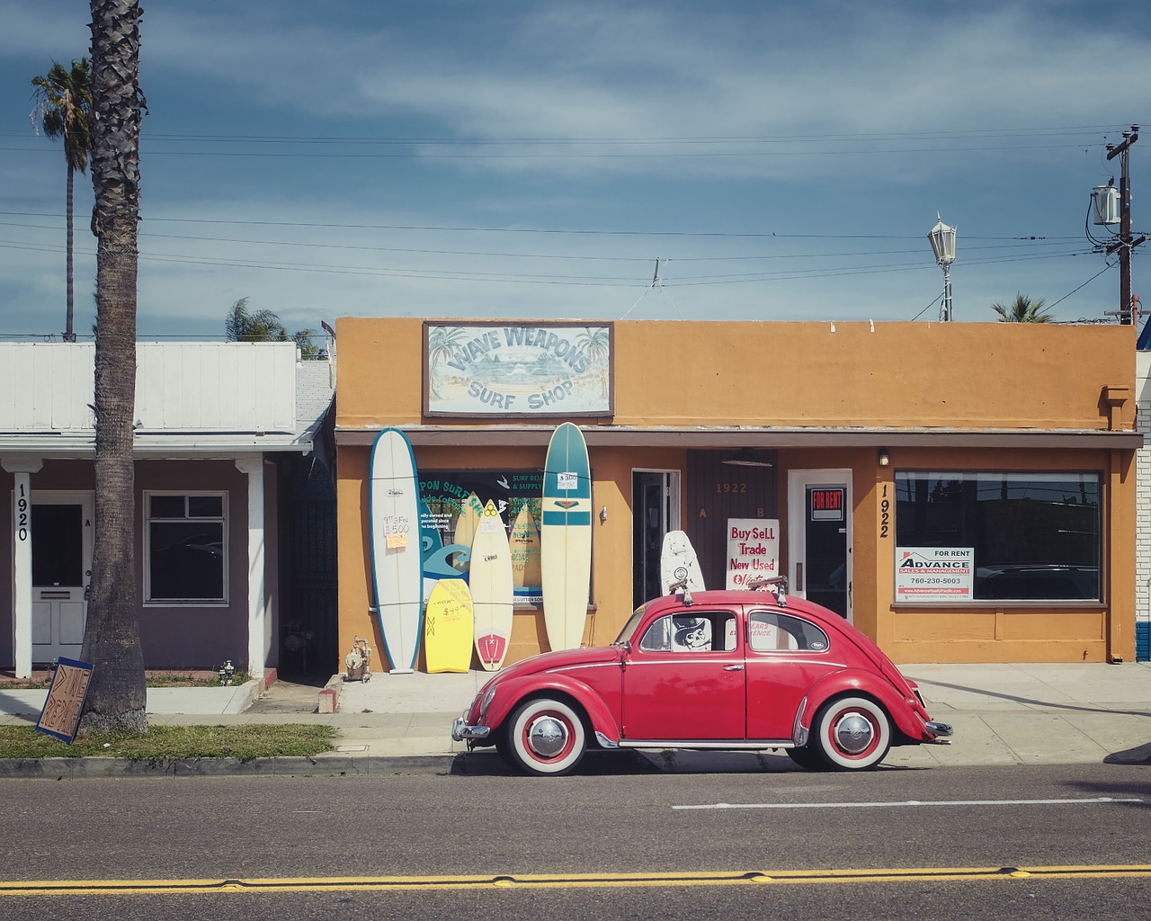 vw beetle surf shop california free photo