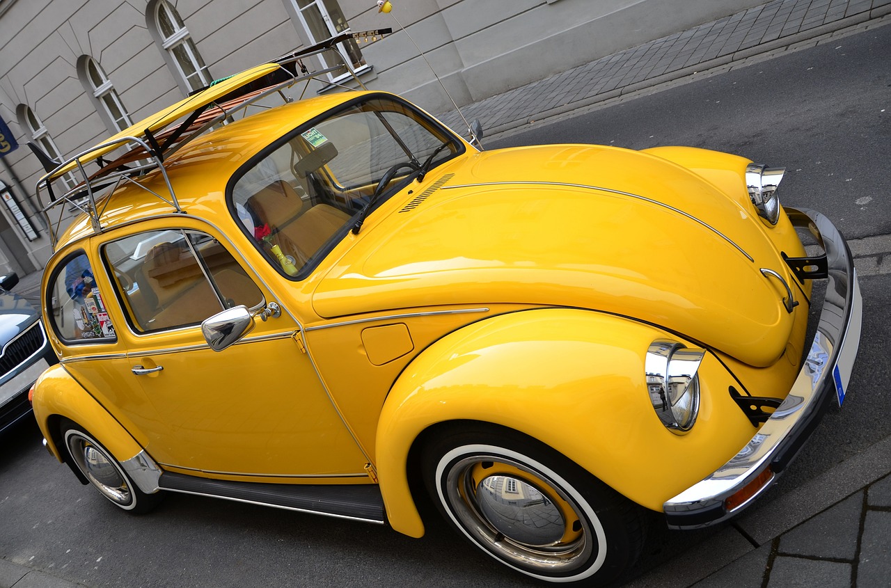 vw beetle yellow beetle volkswagen vw free photo