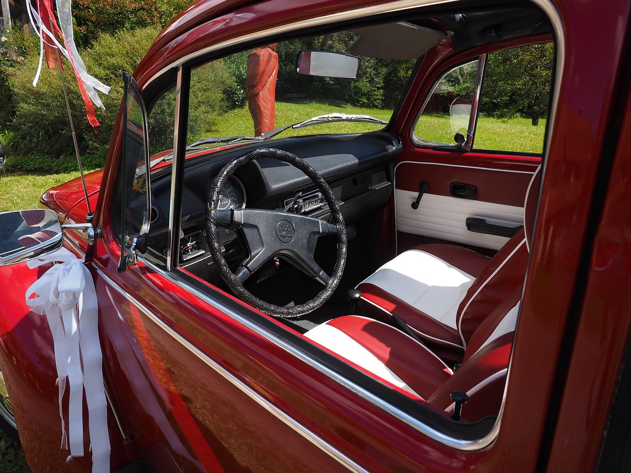 vw beetle interior steering wheel free photo
