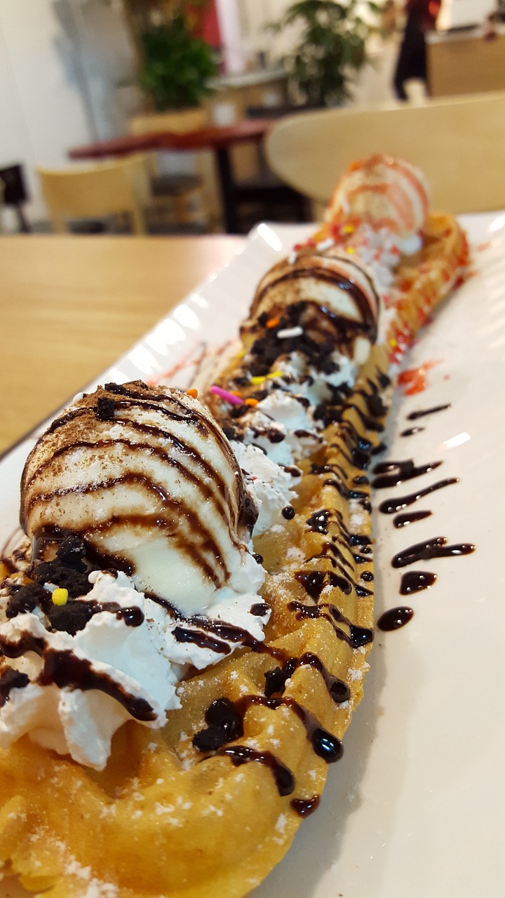 waffle ice cream dessert free photo