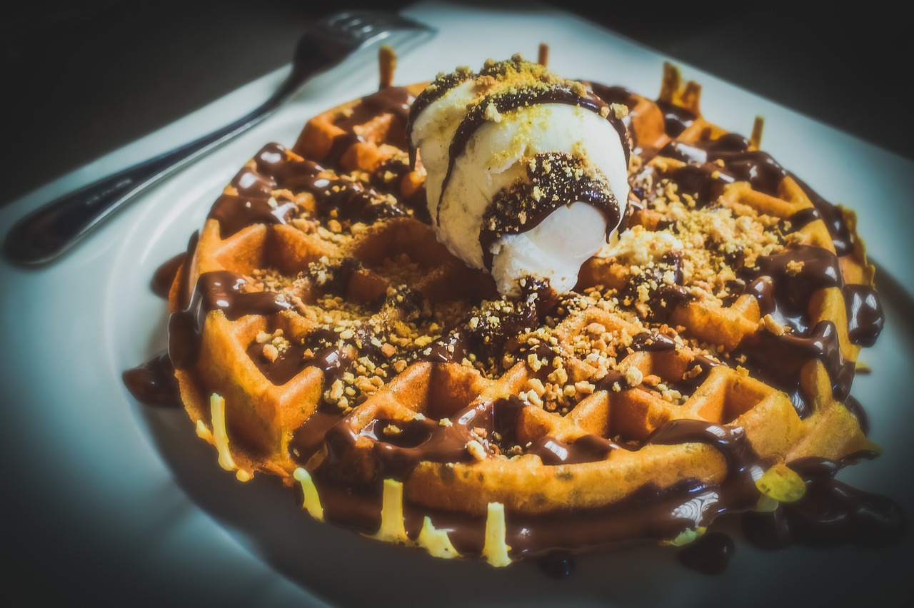 waffle  ice cream  dessert free photo