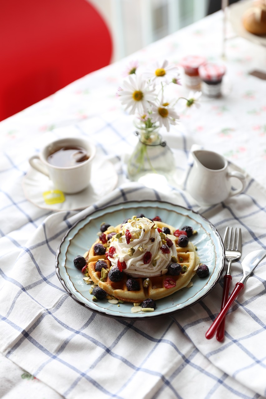 waffle tea time dessert free photo