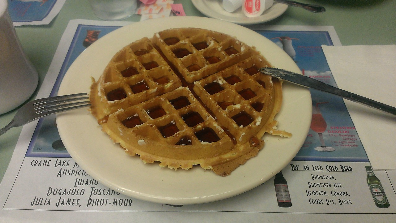 waffles syrup diner free photo