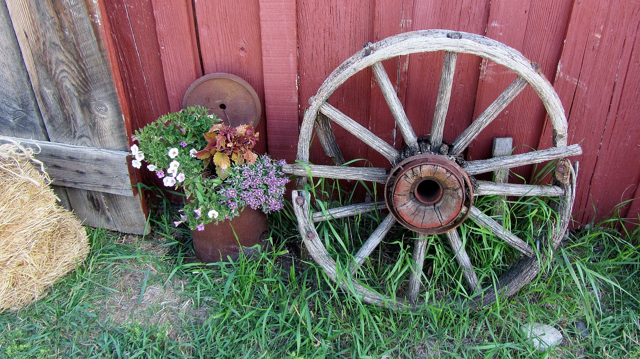 wagon wheel farm farmer free photo