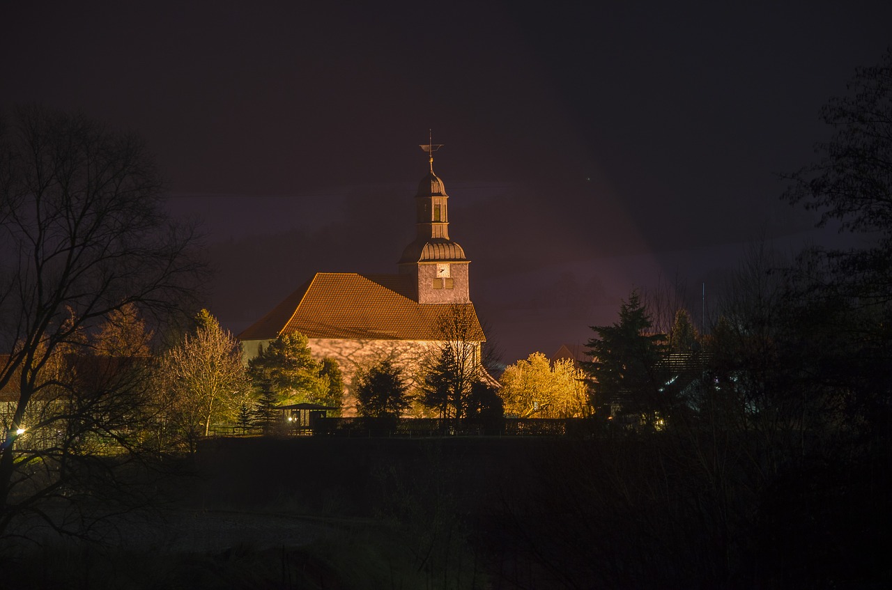 wahlhausen church night free photo