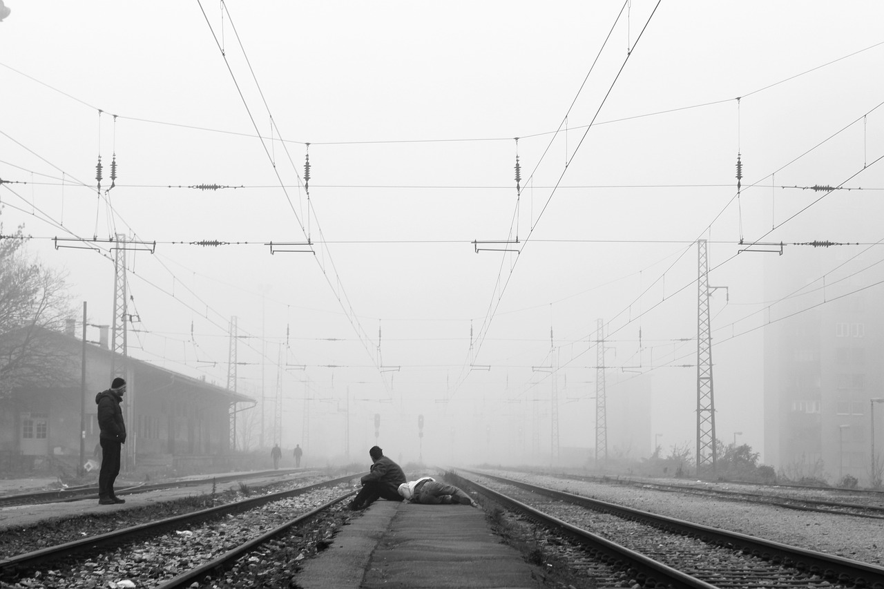 waiting train road free photo