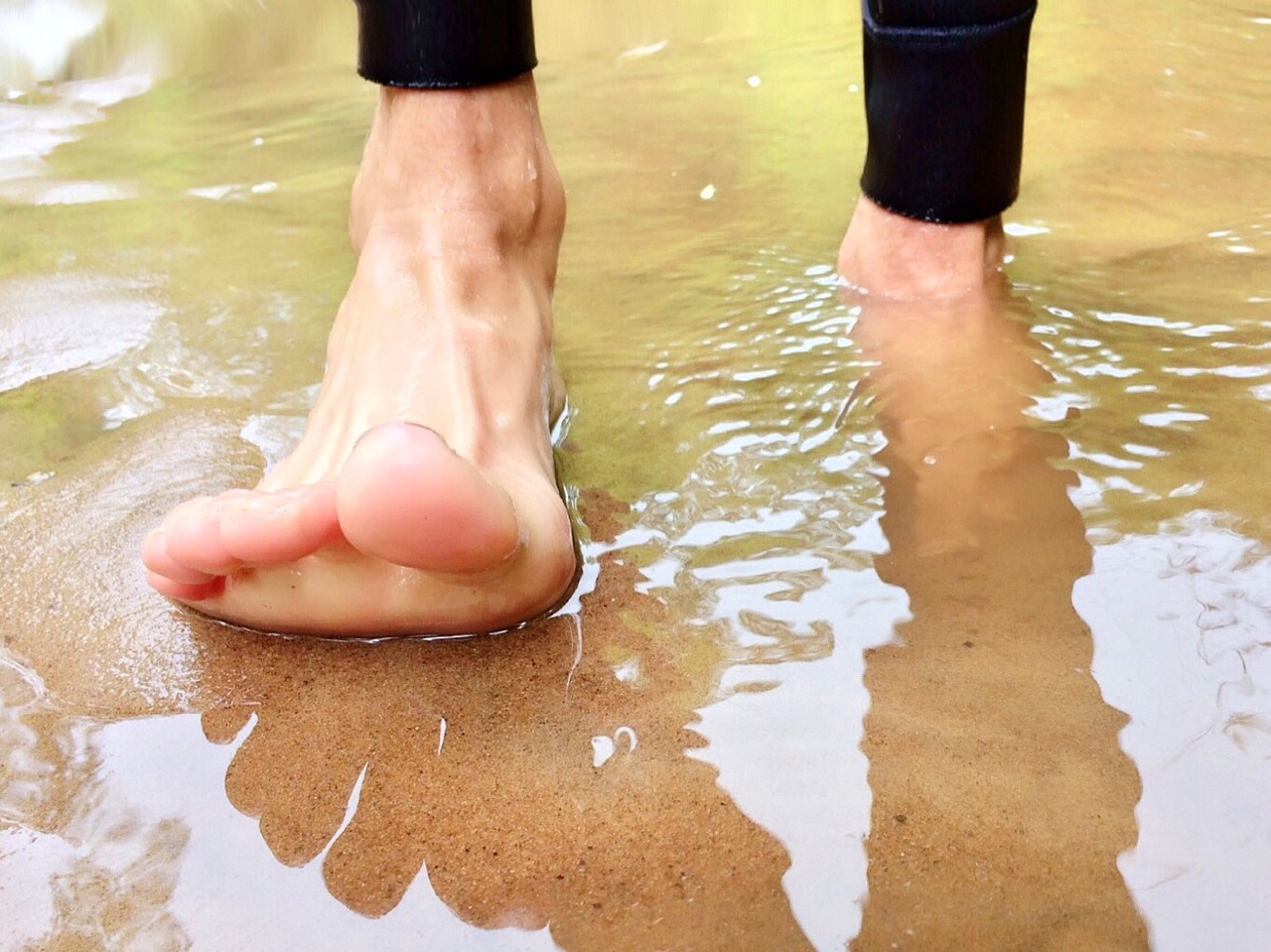 walk river barefoot free photo