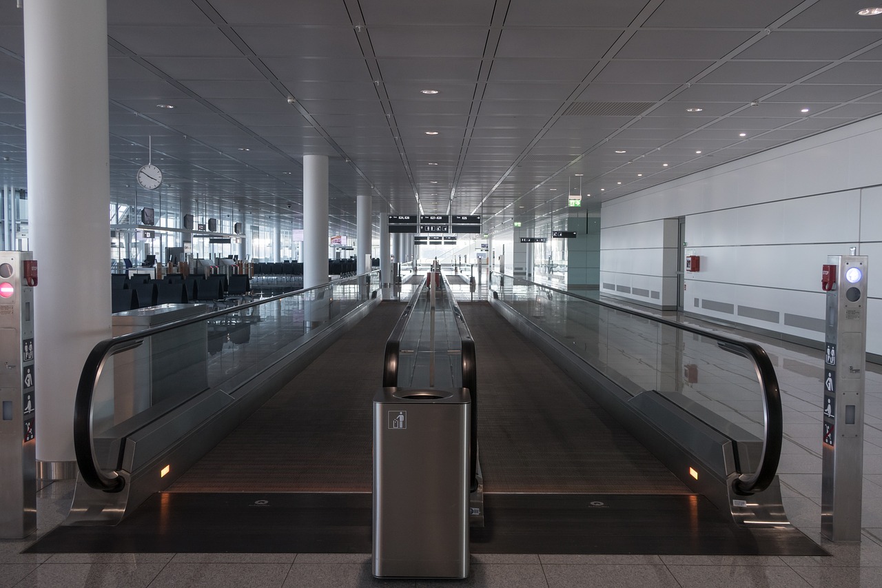 walkway  airport  handrails free photo
