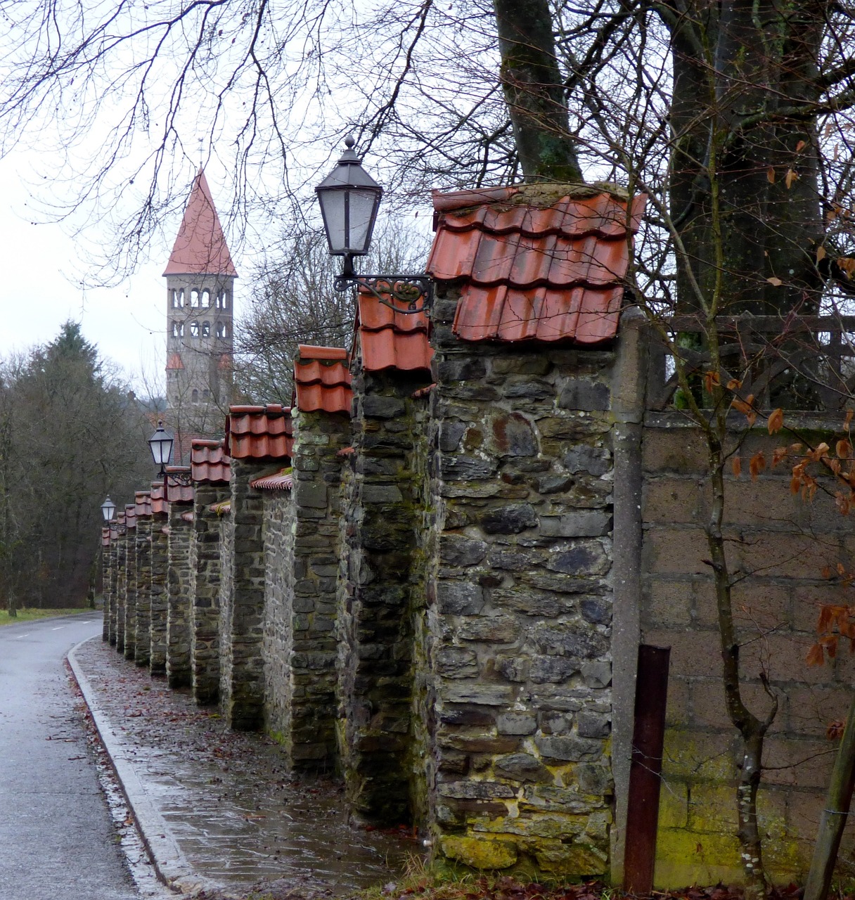 wall abbey roof tiles free photo