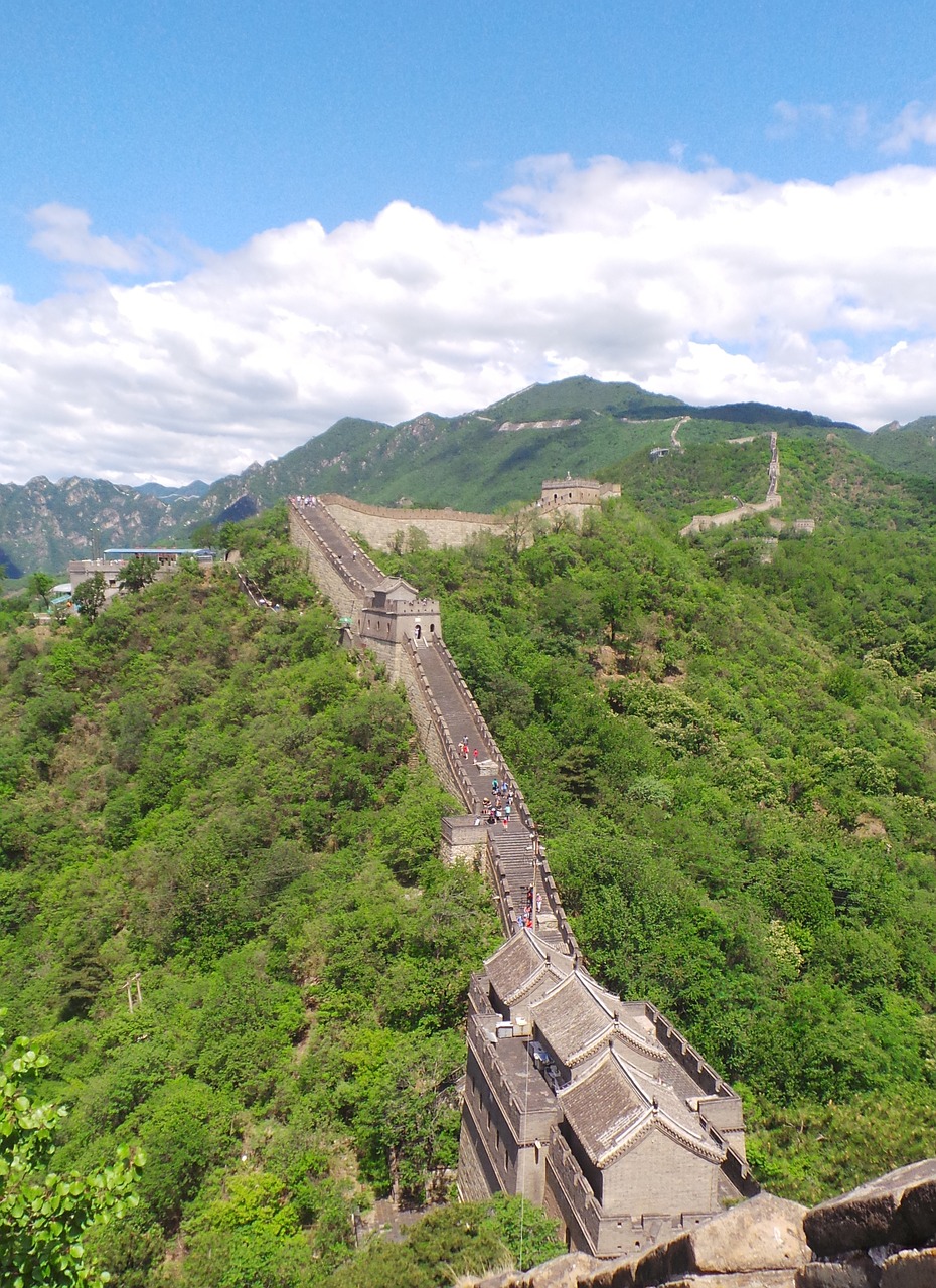 wall of china wall mountains free photo