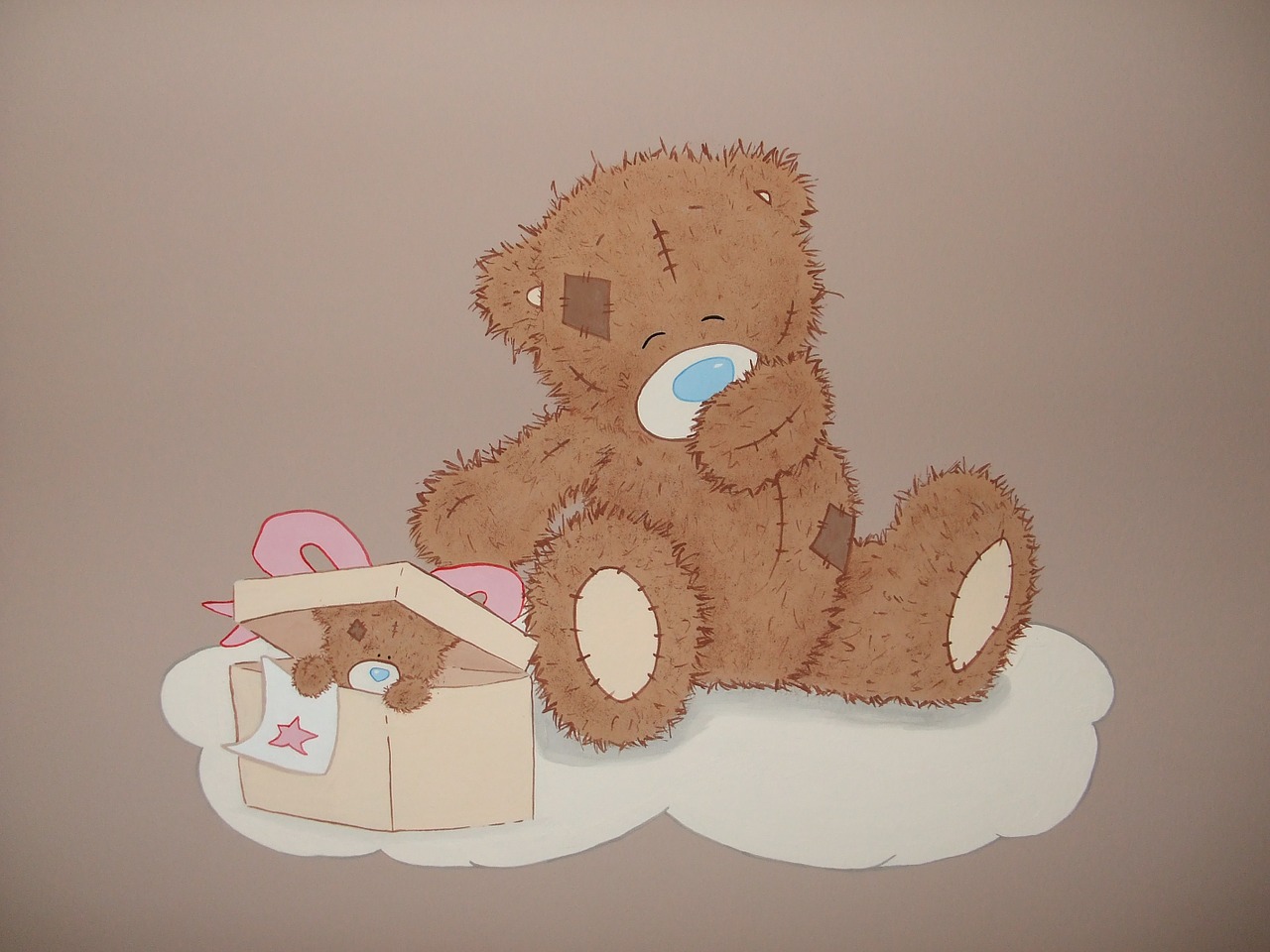 wall painting plush teddy bear teddy bear free photo