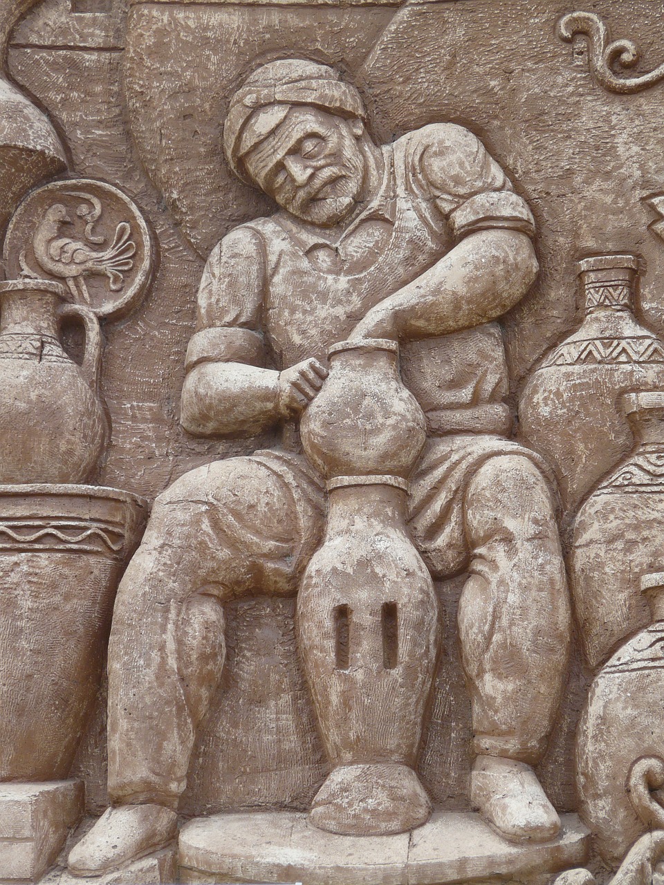 wall relief pottery man free photo